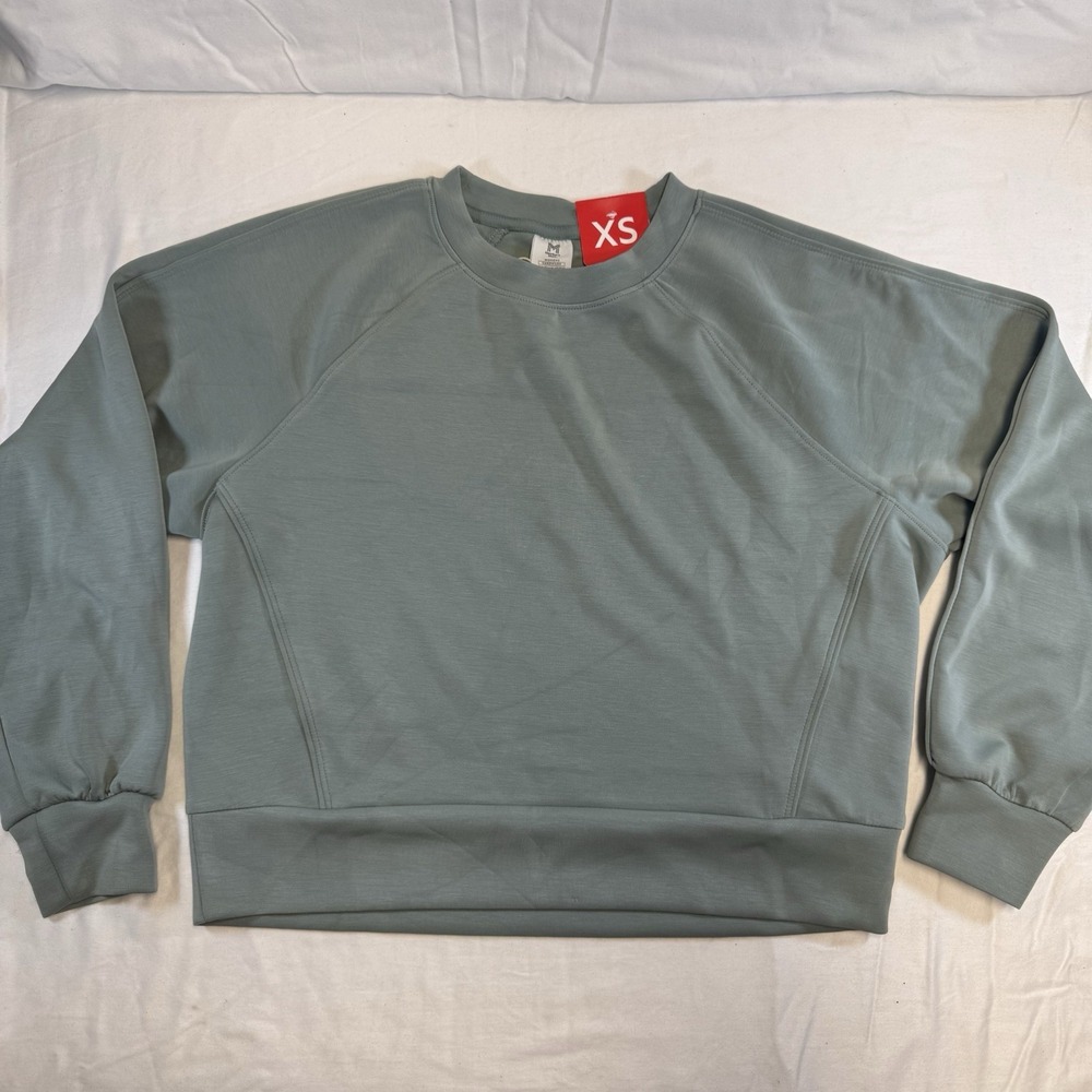 Member's Mark Womens Sandwash Cropped Crew Pullover Sweatshirt XS Sage Green